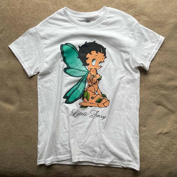 Tops - Custom Betty boop little fairy graphic white tee